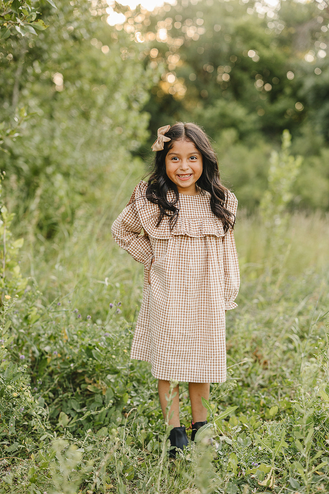 gingham ruffle dress