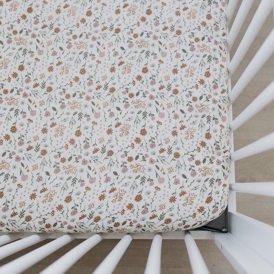 muslin crib sheet // girly floral