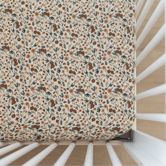 muslin crib sheet // multicolor floral
