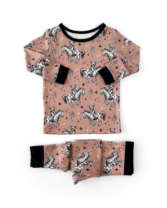 desert cowboy bamboo pajamas // LONG-SLEEVE TWO-PIECE SET (sizing up to 8/9)