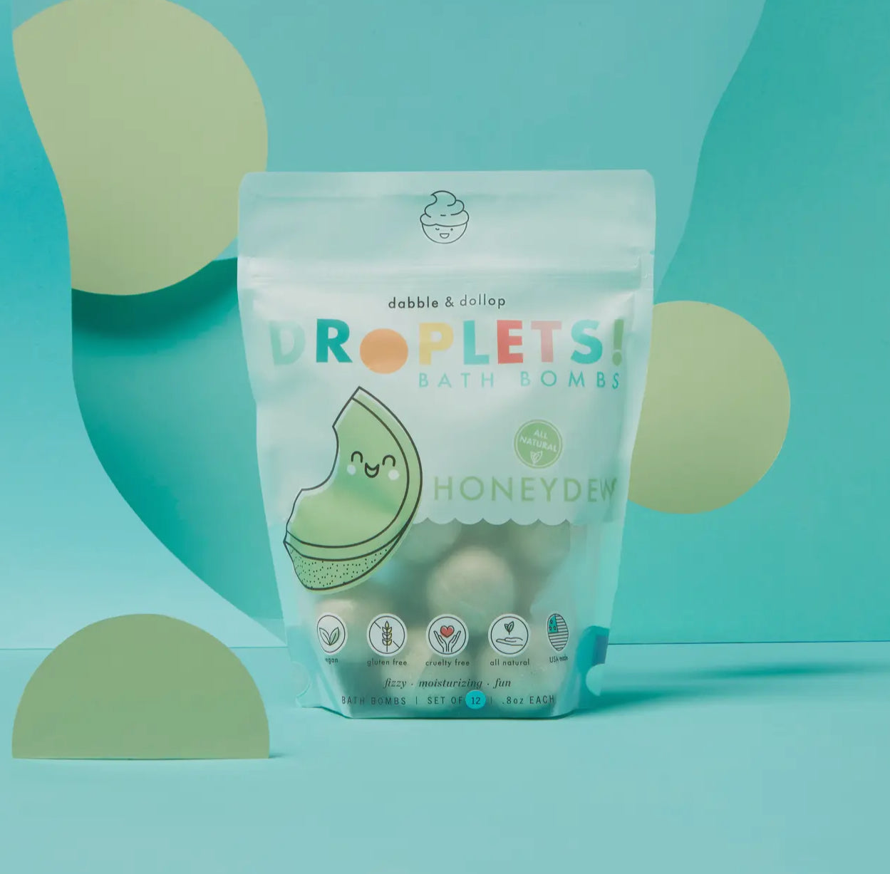 dabble & dollop droplets // all-natural mini bath bombs // honeydew melon