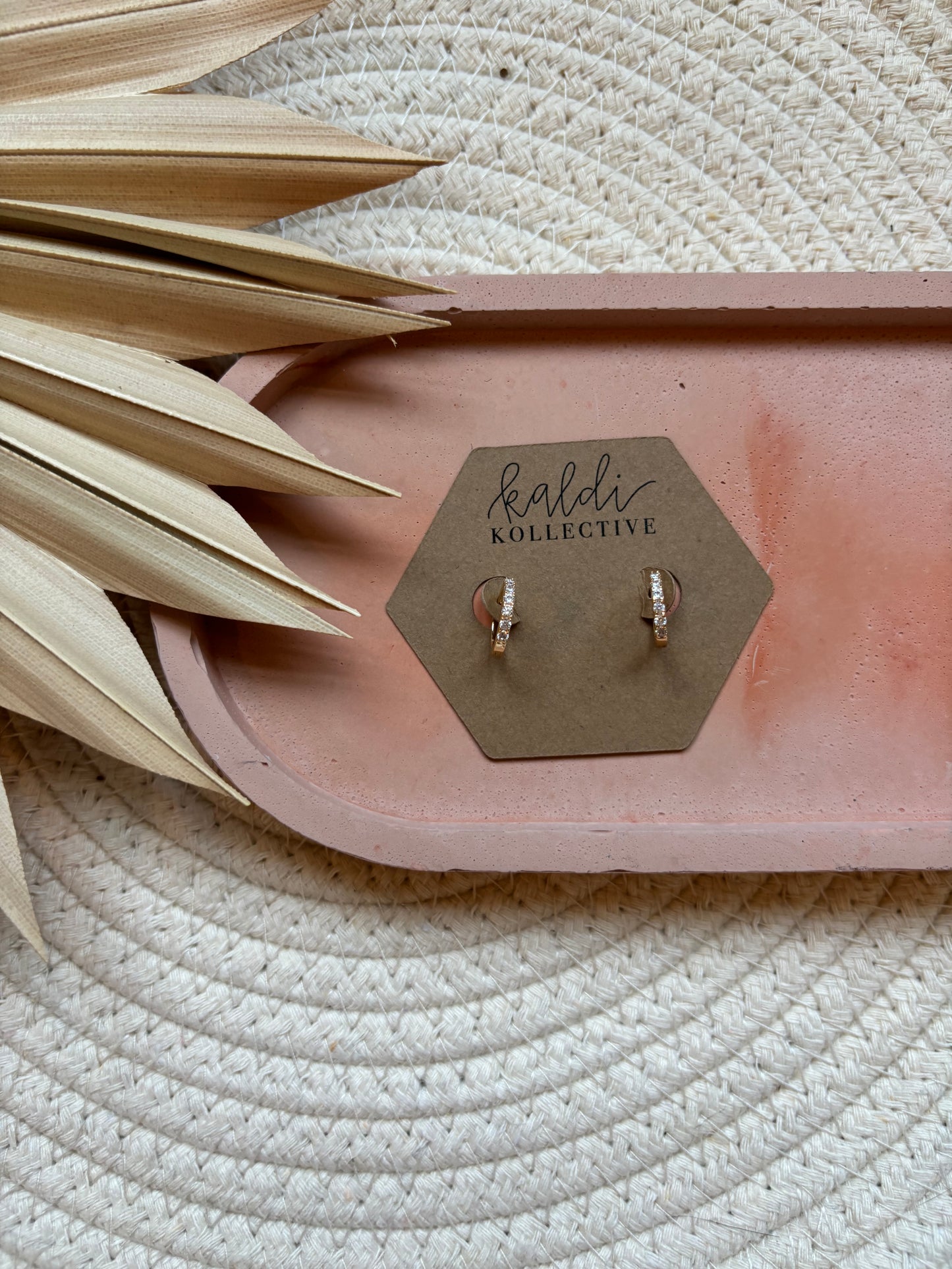 gold rhinestone huggie hoop earrings