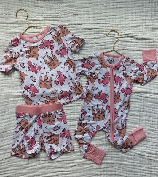 crabs + castles bamboo pajamas // ZIPPY or SHORTS SET