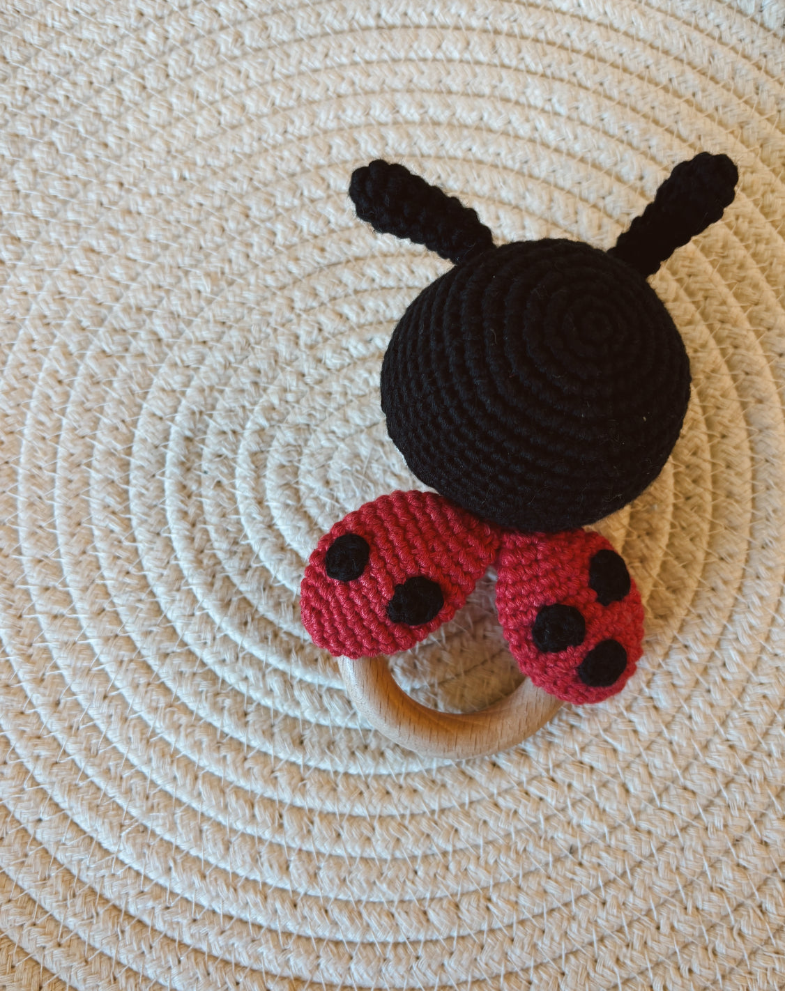 little ladybug crochet rattle