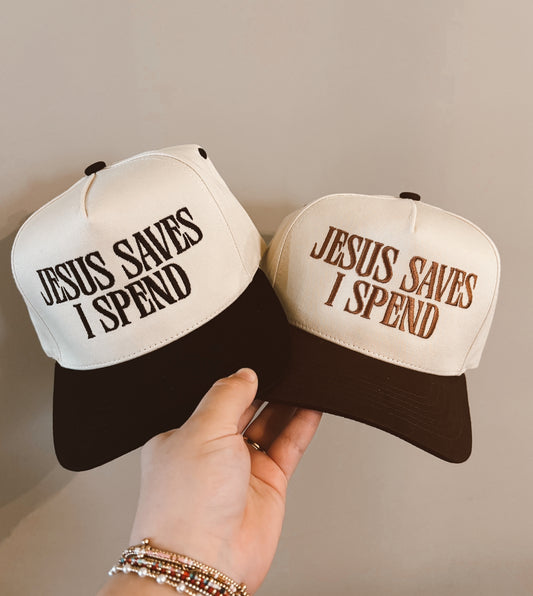 jesus saves i spend adult hat // 2 color options!
