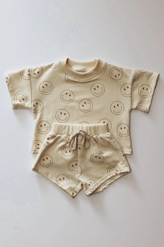 cream smiley shortie set // gender neutral