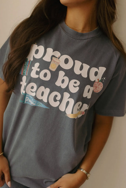 faded blue proud to be a teacher tee // women’s