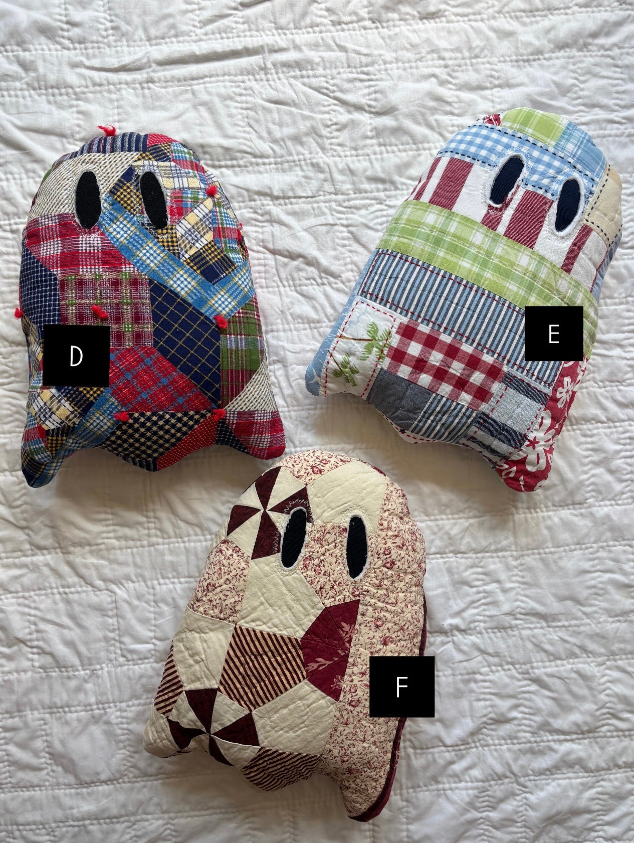 upcycled quilt ghost pillows