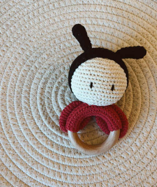 little ladybug crochet rattle