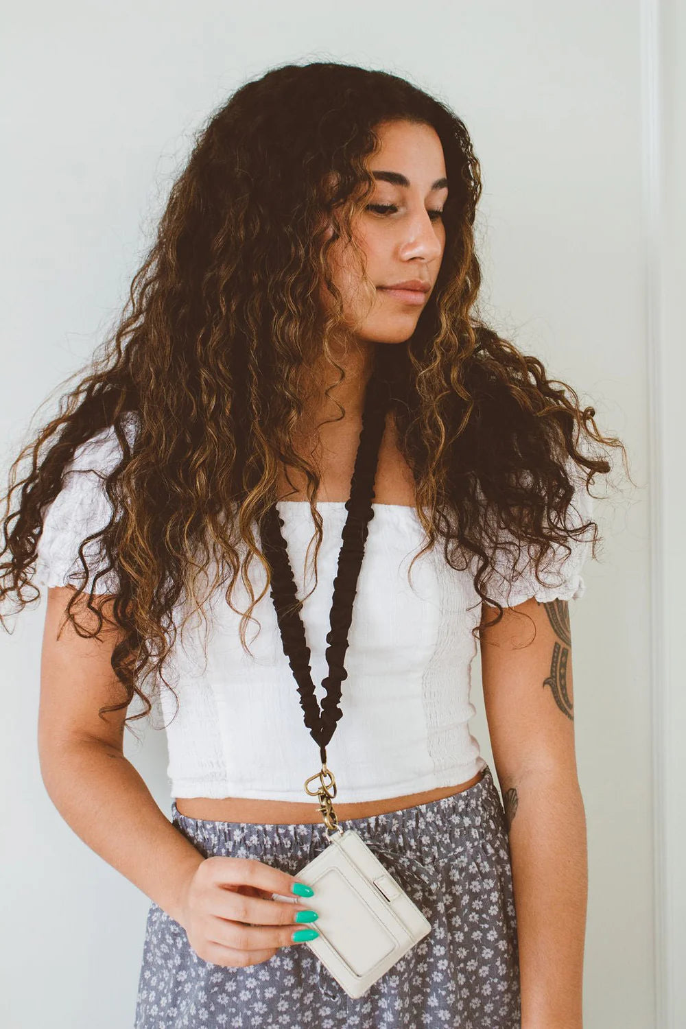 scrunched fabric lanyard keychain // black luxe