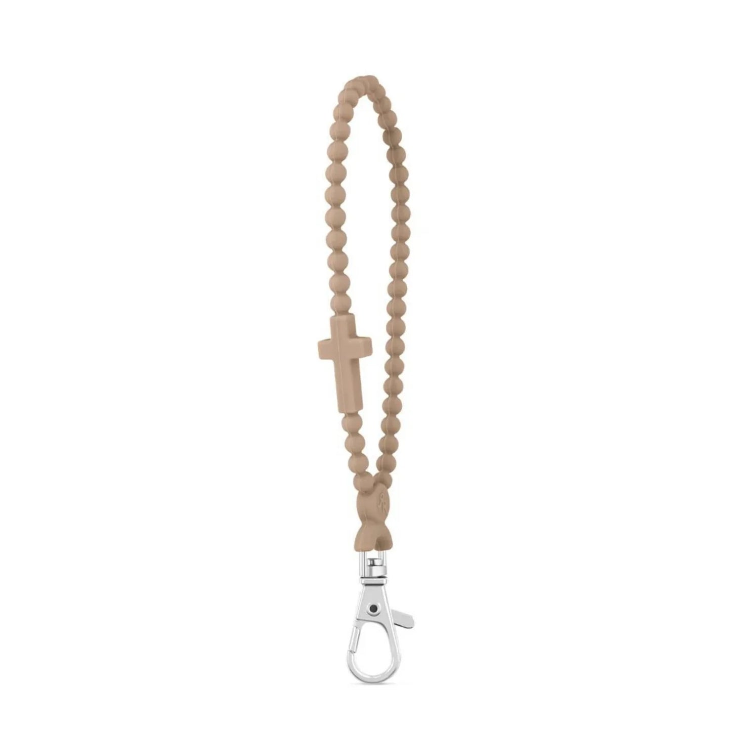 jesus loop key chain // tan