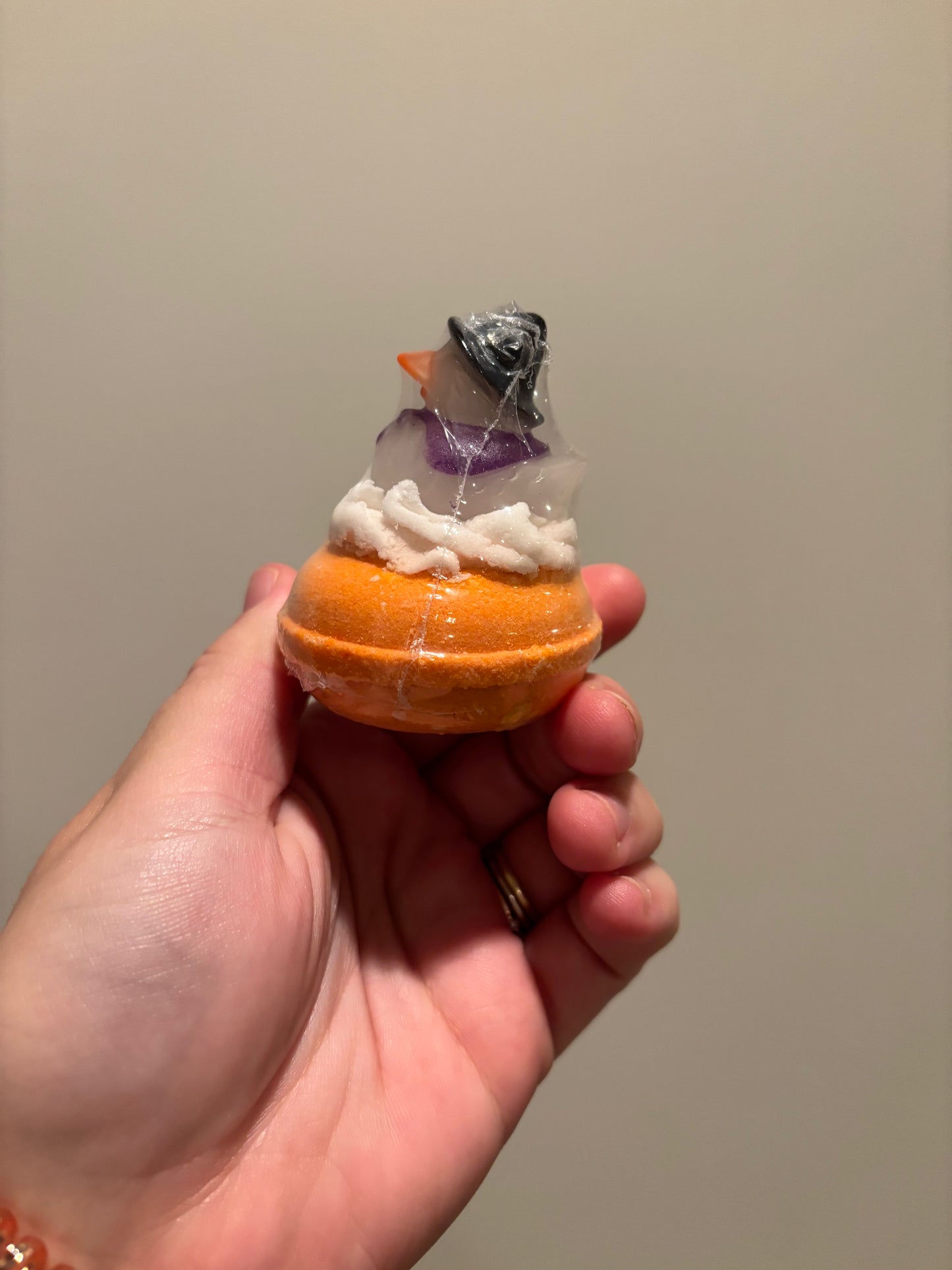 mini donut bath bomb with witch rubber duckie!