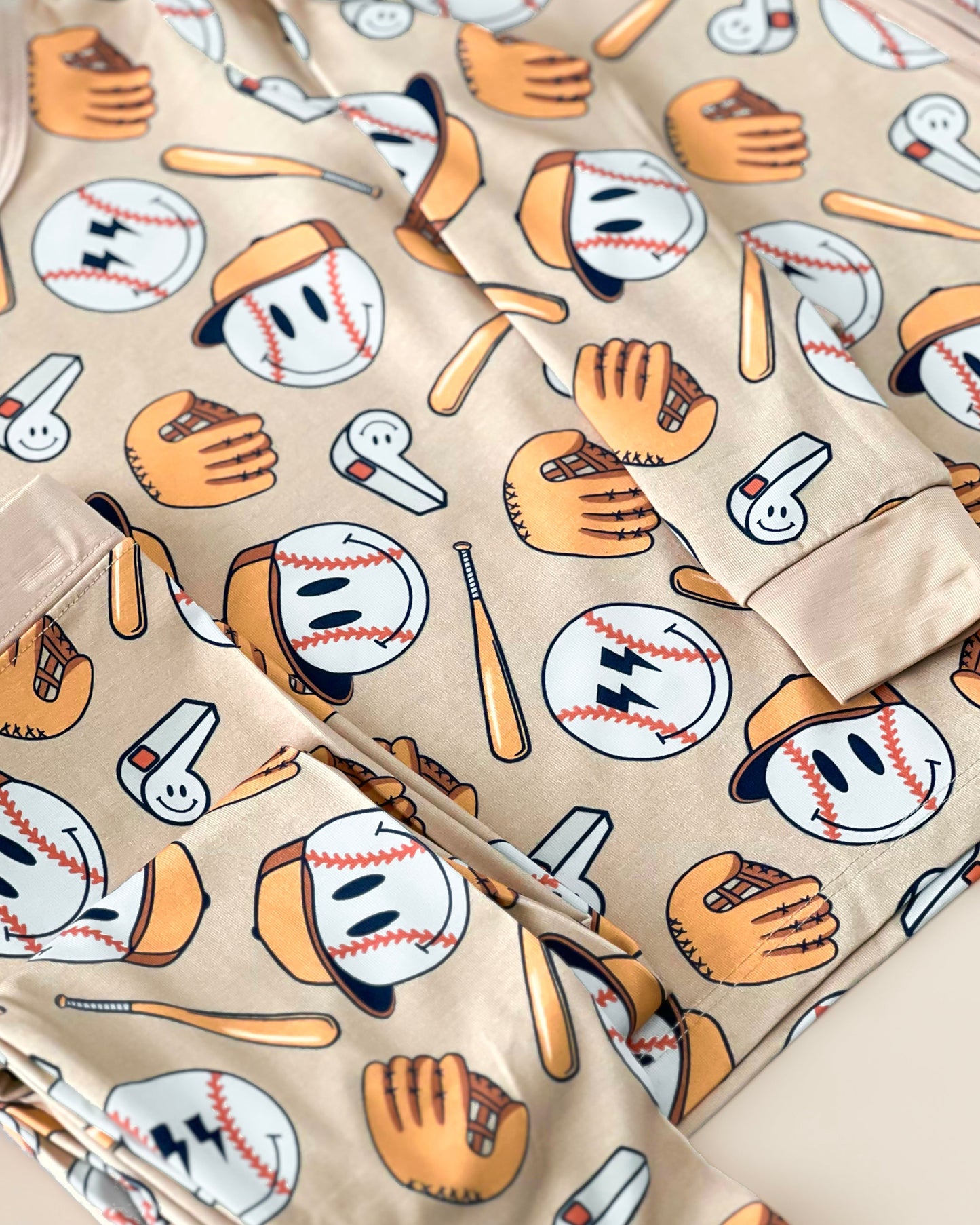 baseball bamboo pajamas // LONG-SLEEVE TWO-PIECE SET (sizing up to 8/9)