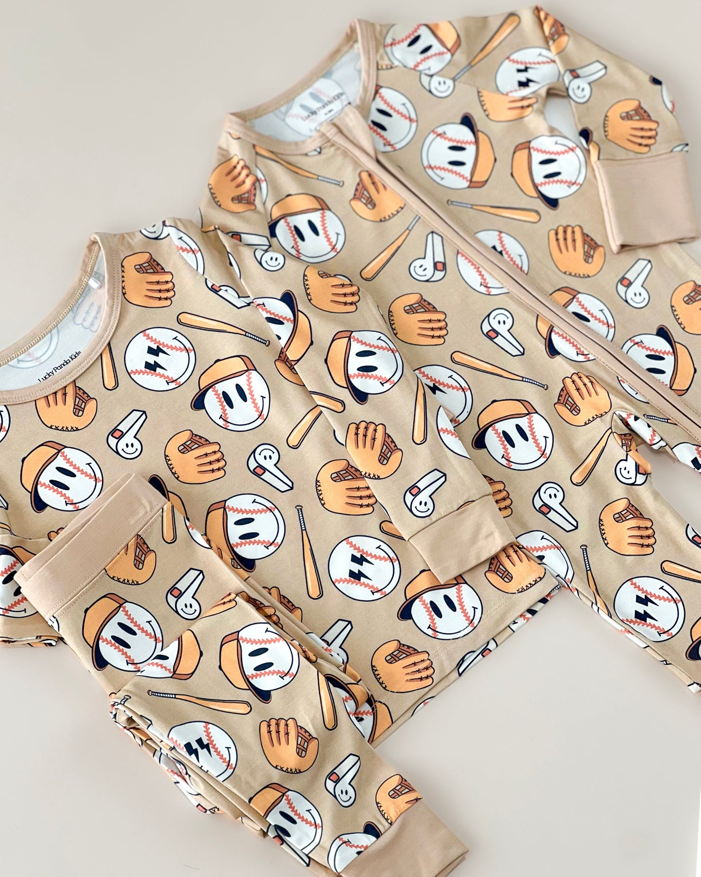baseball bamboo pajamas // LONG-SLEEVE TWO-PIECE SET (sizing up to 8/9)