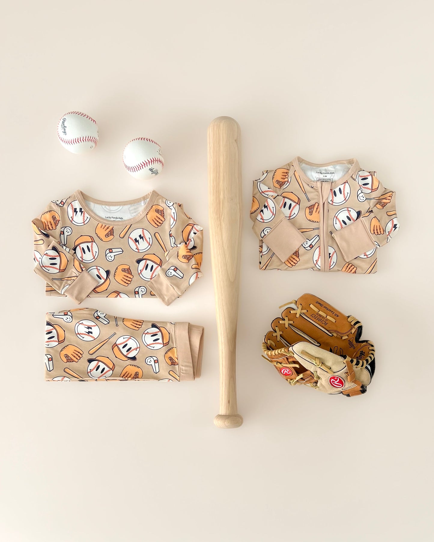 baseball bamboo pajamas // LONG-SLEEVE TWO-PIECE SET (sizing up to 8/9)