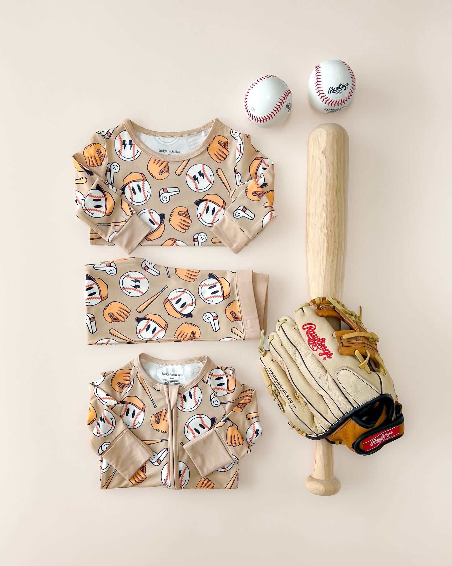 baseball bamboo pajamas // LONG-SLEEVE TWO-PIECE SET (sizing up to 8/9)