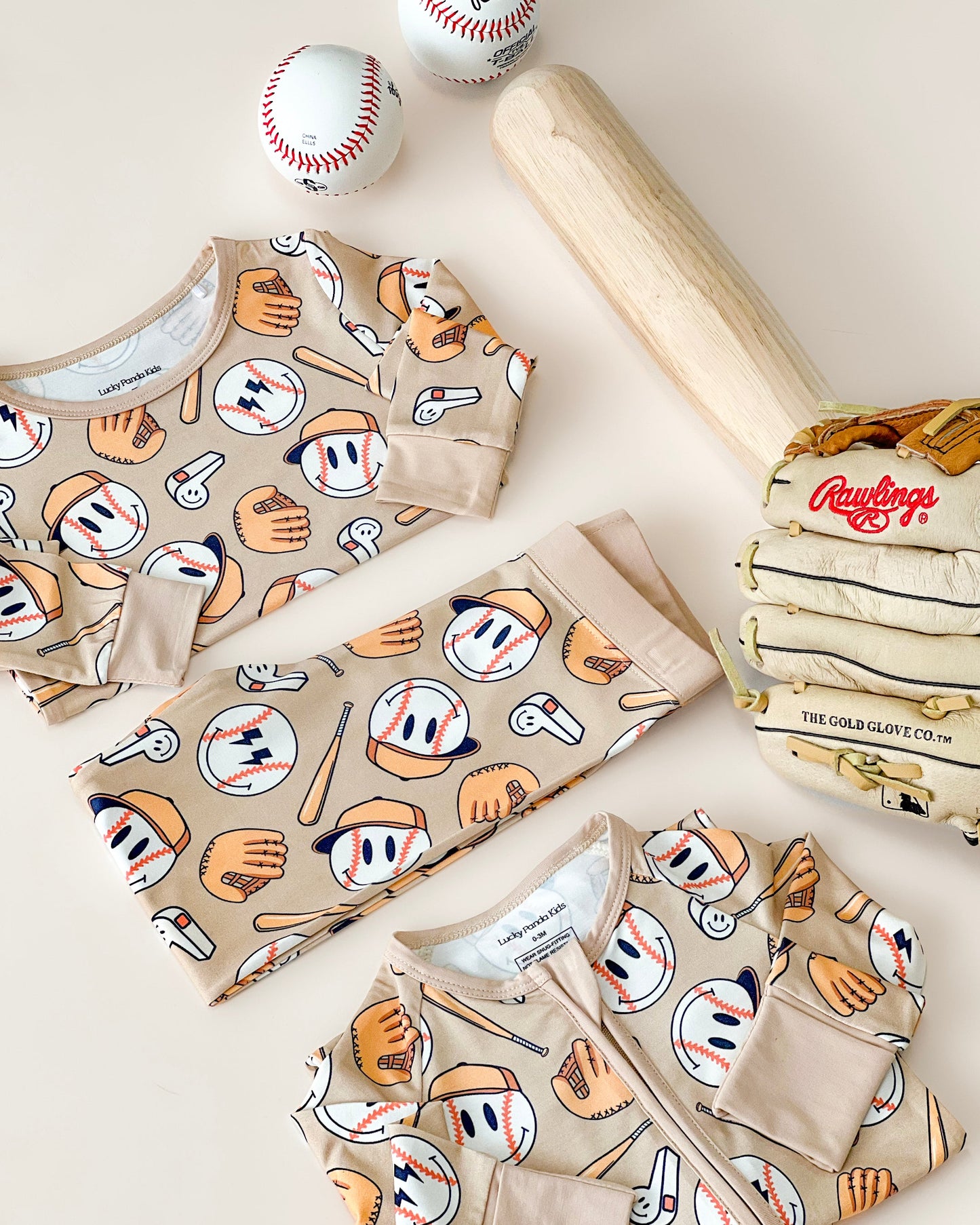 baseball bamboo pajamas // LONG-SLEEVE TWO-PIECE SET (sizing up to 8/9)