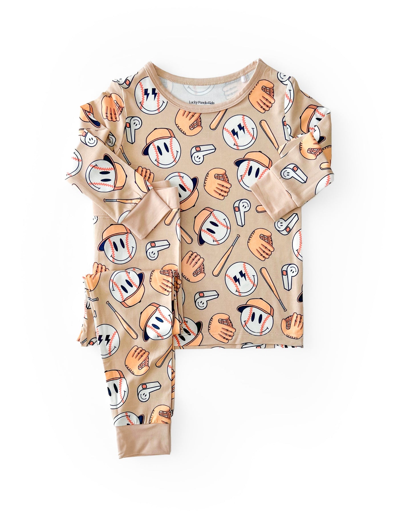 baseball bamboo pajamas // LONG-SLEEVE TWO-PIECE SET (sizing up to 8/9)