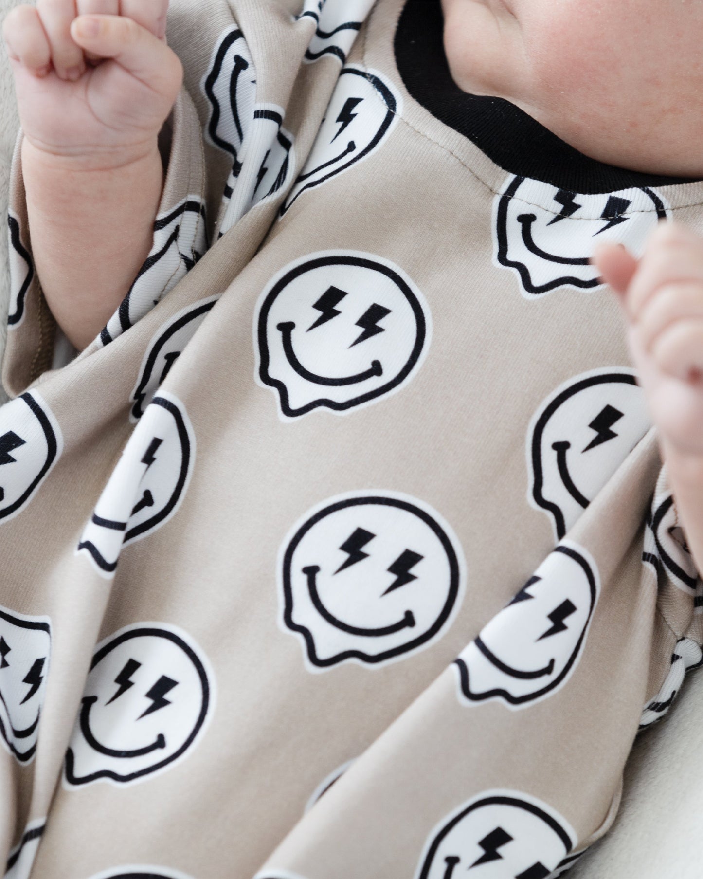 short sleeve bubble romper // electric drippy smiley