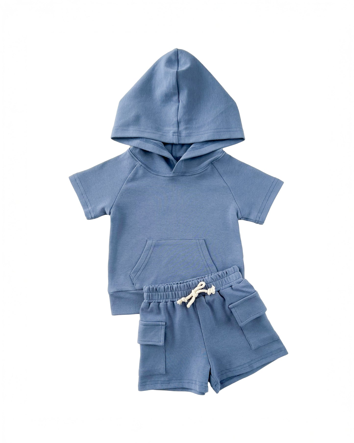 cargo shorts set // blue (sizing up to 8/9y)