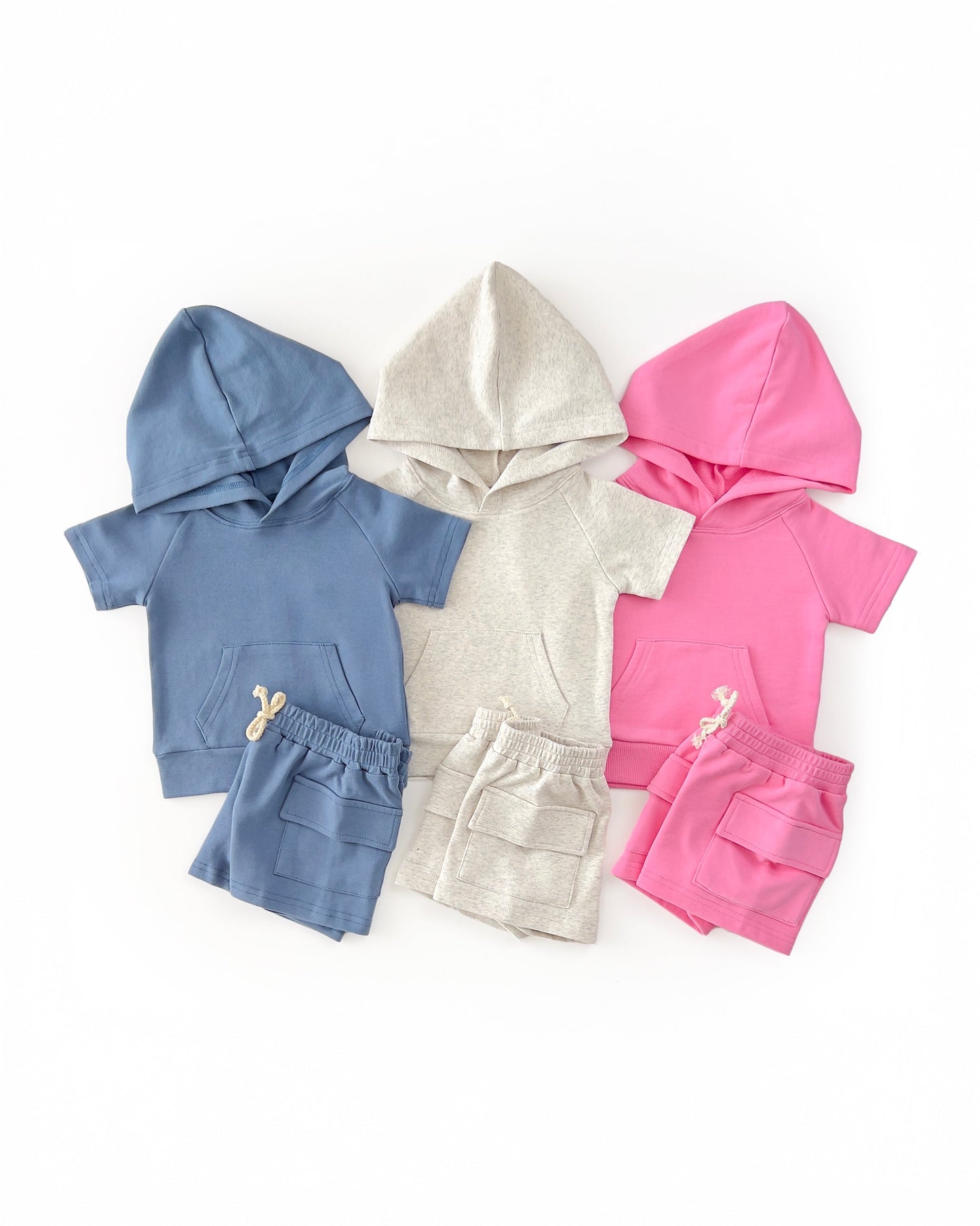 cargo shorts set // blue (sizing up to 8/9y)