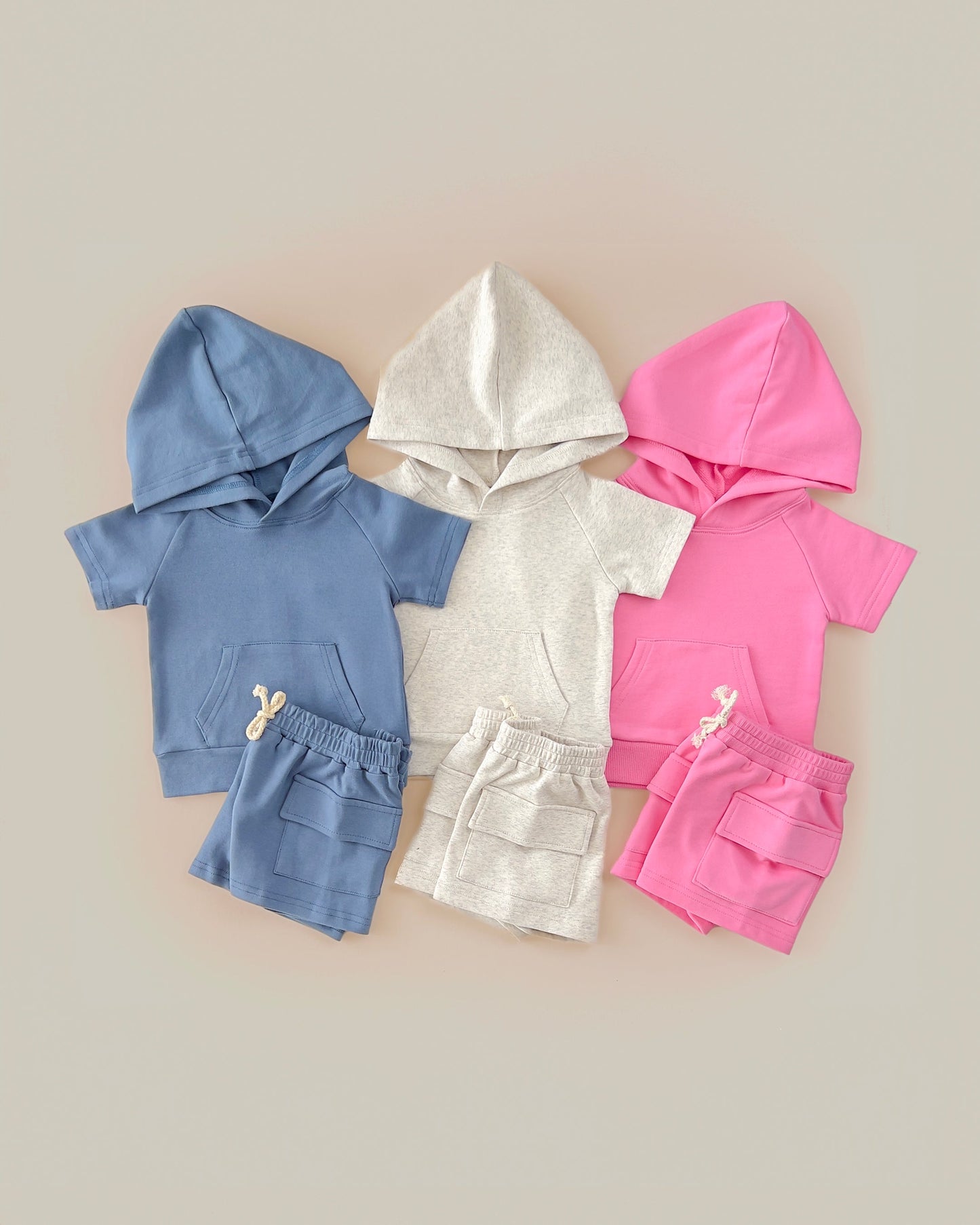 cargo shorts set // blue (sizing up to 8/9y)