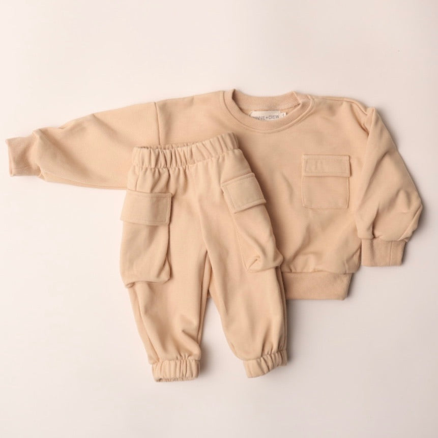 cargo sweatsuit set // cream