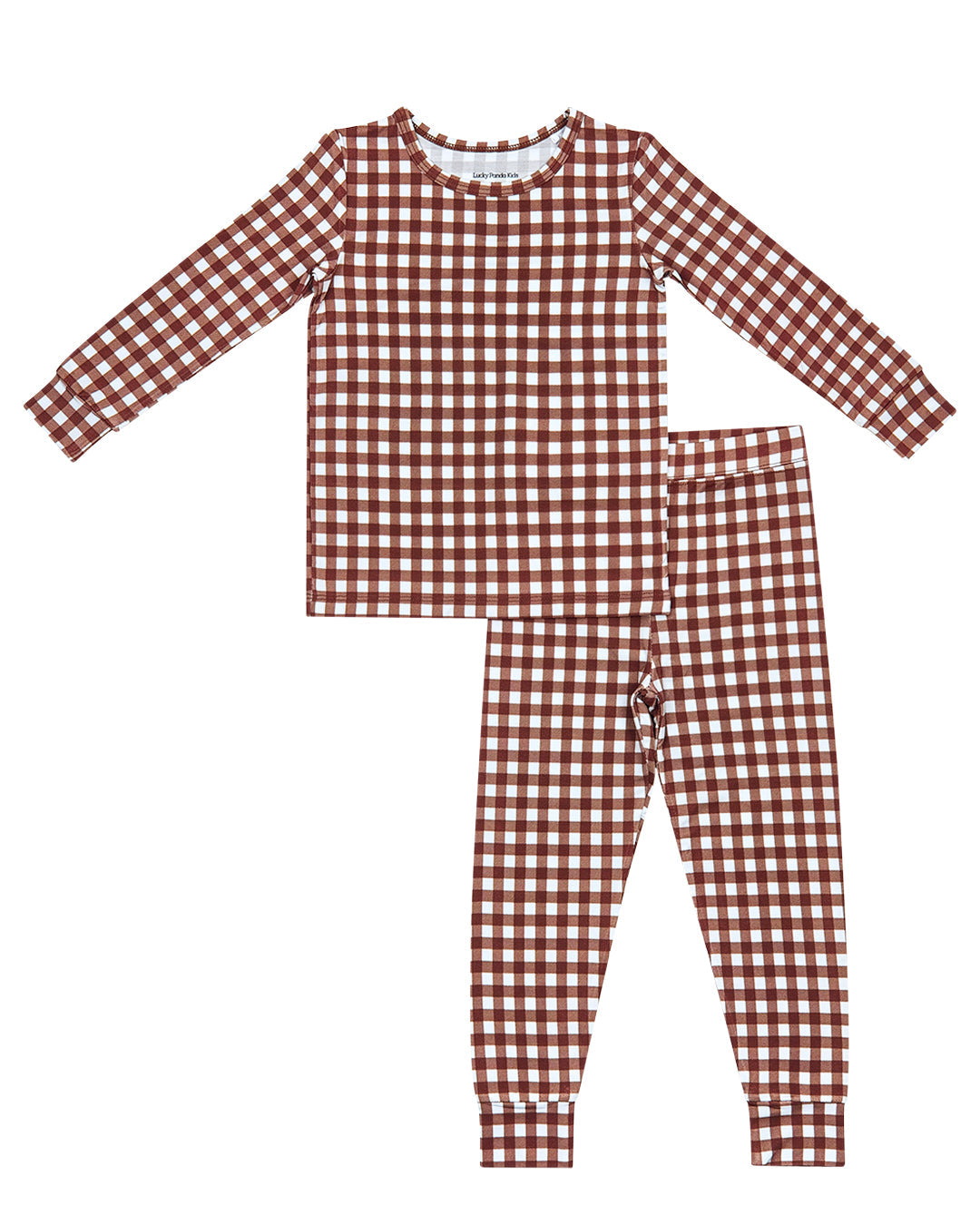 chocolate gingham bamboo pajamas // LONG-SLEEVE TWO-PIECE SET
