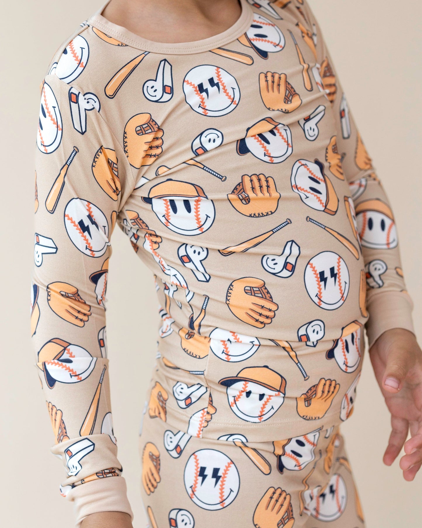 baseball bamboo pajamas // LONG-SLEEVE TWO-PIECE SET (sizing up to 8/9)