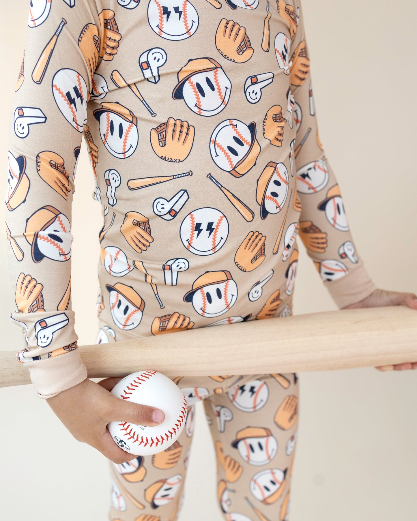 baseball bamboo pajamas // LONG-SLEEVE TWO-PIECE SET (sizing up to 8/9)