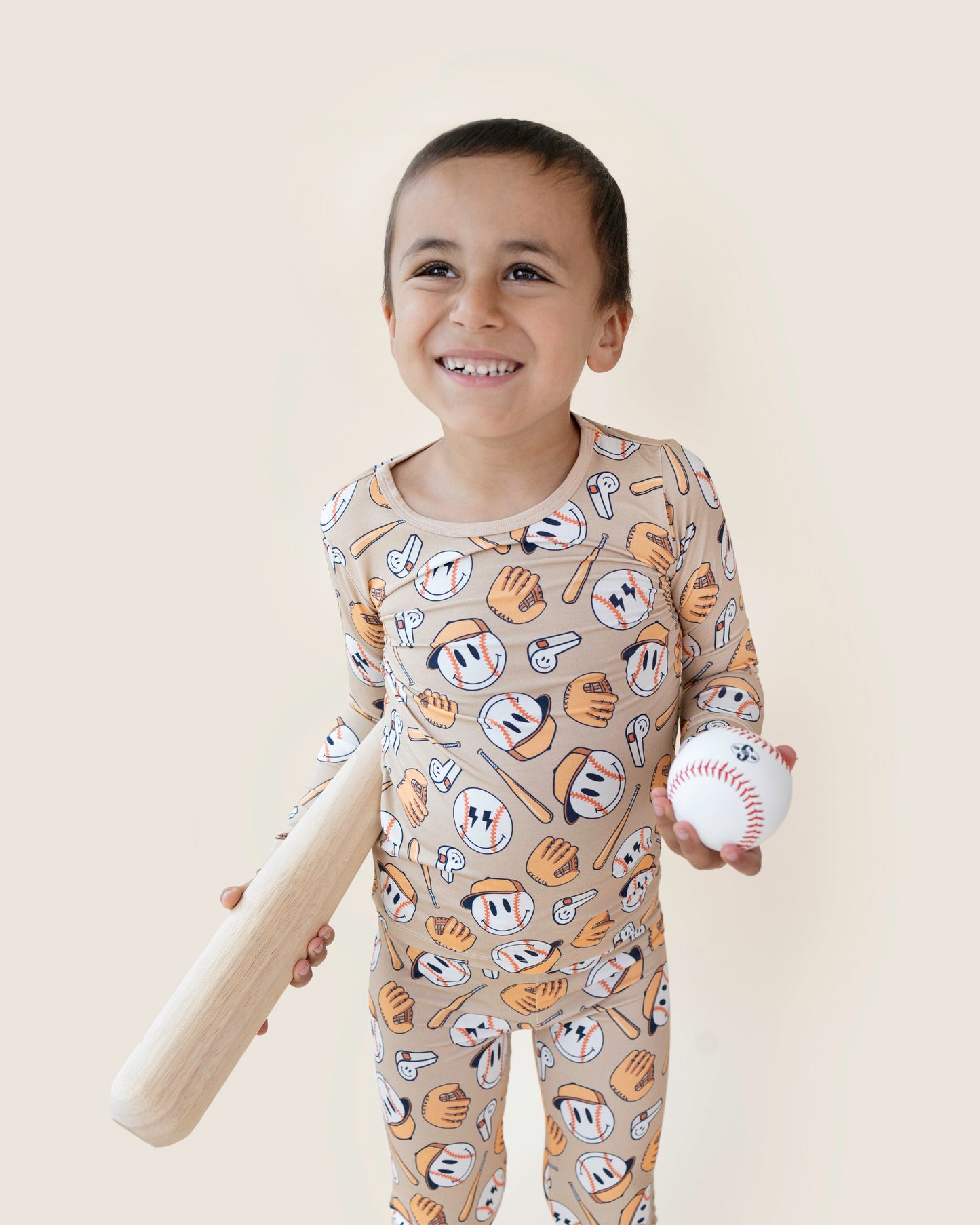 baseball bamboo pajamas // LONG-SLEEVE TWO-PIECE SET (sizing up to 8/9)