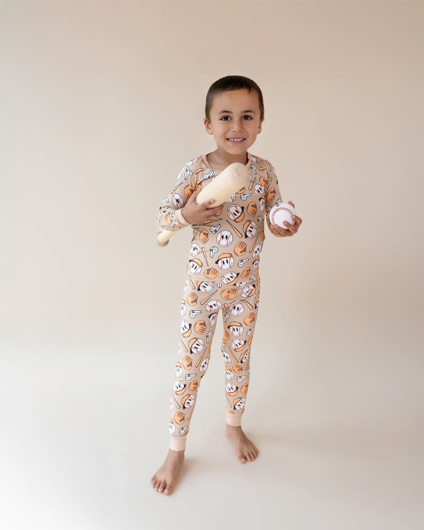 baseball bamboo pajamas // LONG-SLEEVE TWO-PIECE SET (sizing up to 8/9)