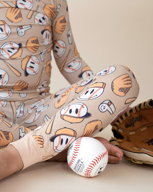 baseball bamboo pajamas // LONG-SLEEVE TWO-PIECE SET (sizing up to 8/9)