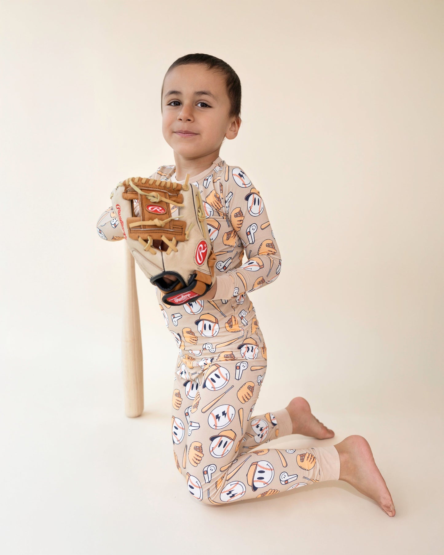 baseball bamboo pajamas // LONG-SLEEVE TWO-PIECE SET (sizing up to 8/9)