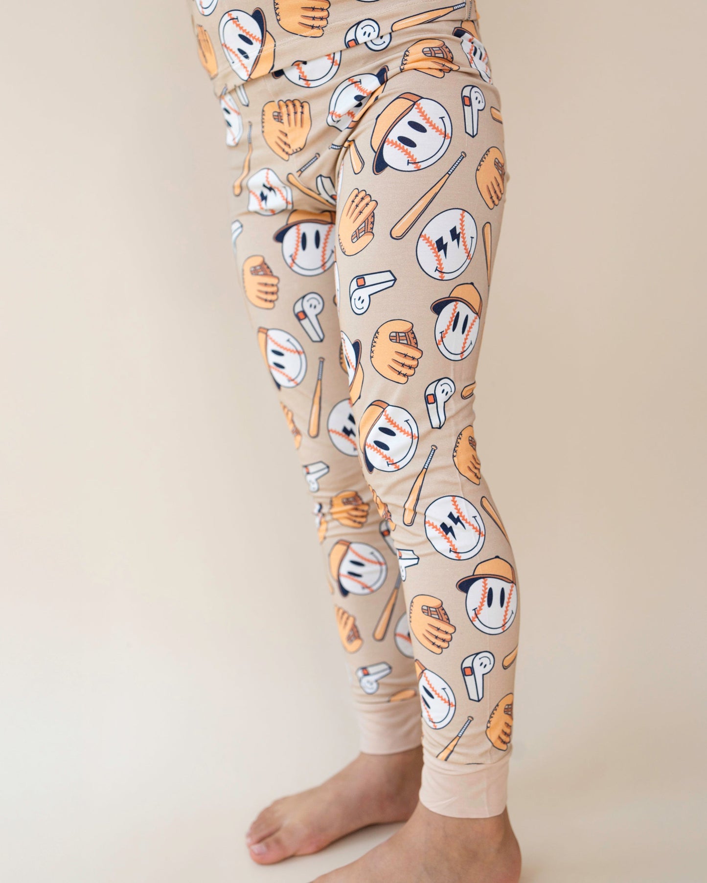 baseball bamboo pajamas // LONG-SLEEVE TWO-PIECE SET (sizing up to 8/9)
