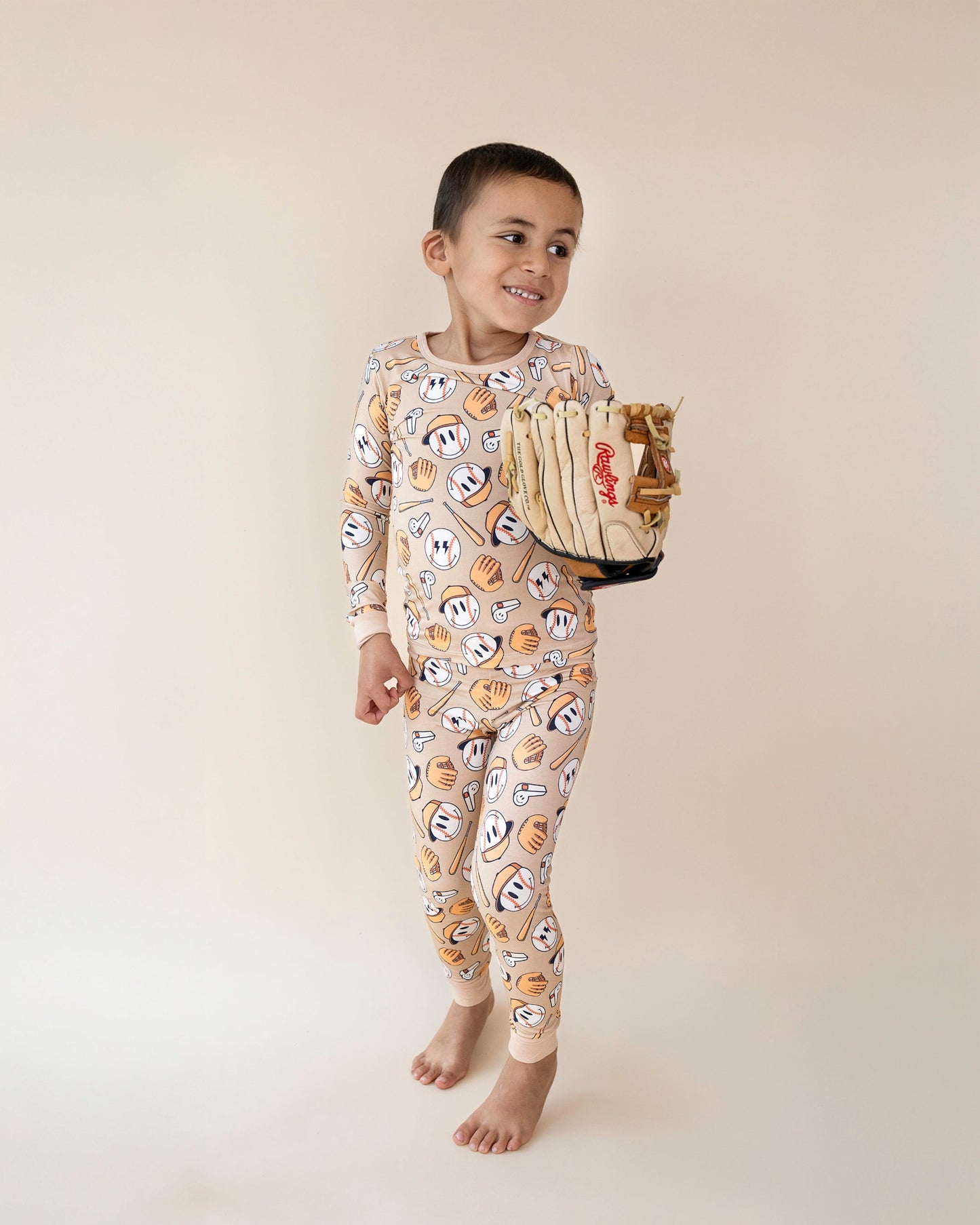 baseball bamboo pajamas // LONG-SLEEVE TWO-PIECE SET (sizing up to 8/9)
