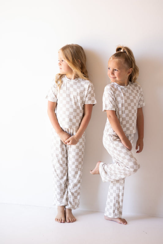 checkerboard bamboo pajamas // BOXY TEE LOUNGE SET (mama + me)