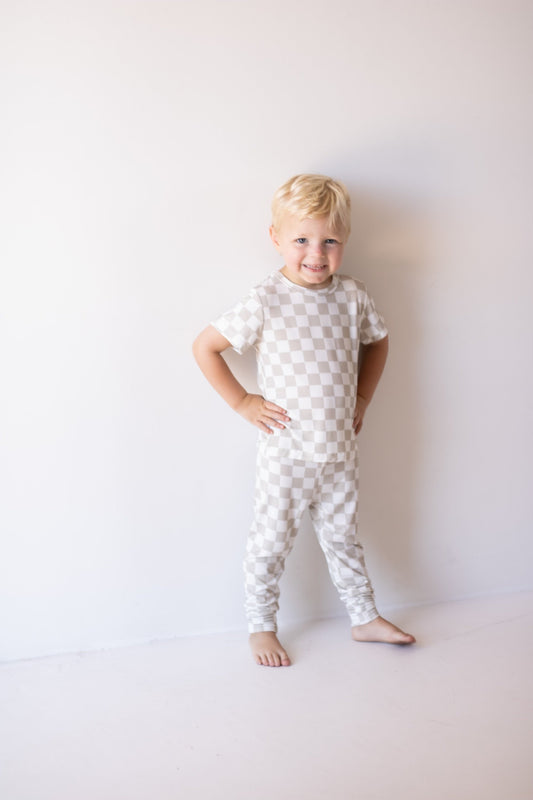 checkerboard bamboo pajamas // LOUNGE SET (mama + me)