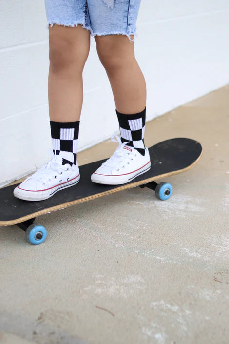 black + white checkered socks