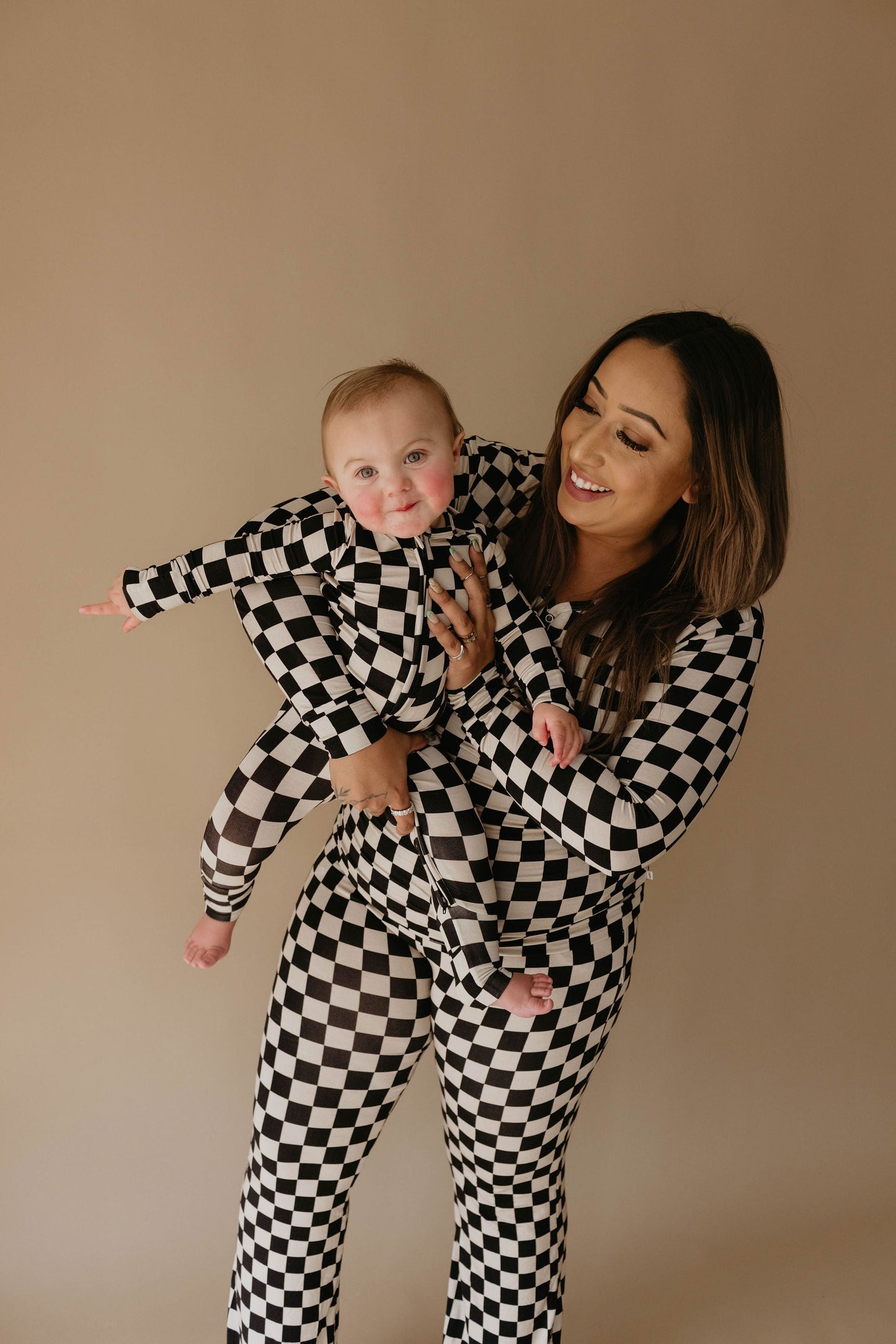 women's bamboo pajamas // black checkerboard