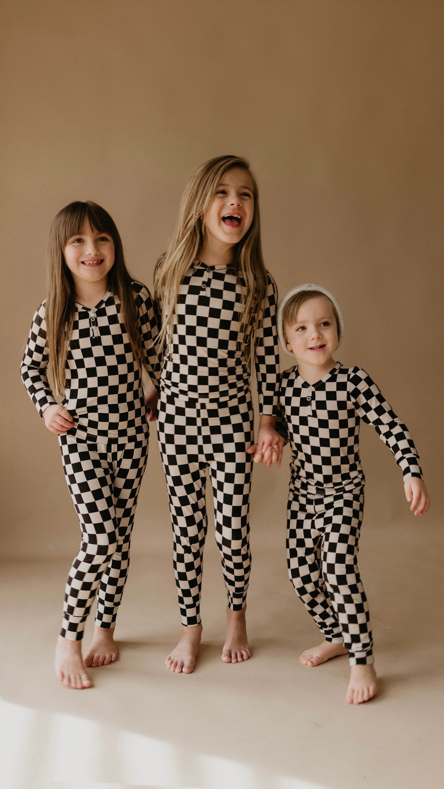 black checkerboard bamboo pajamas // LONG-SLEEVE TWO-PIECE SET (comes in extended sizing)