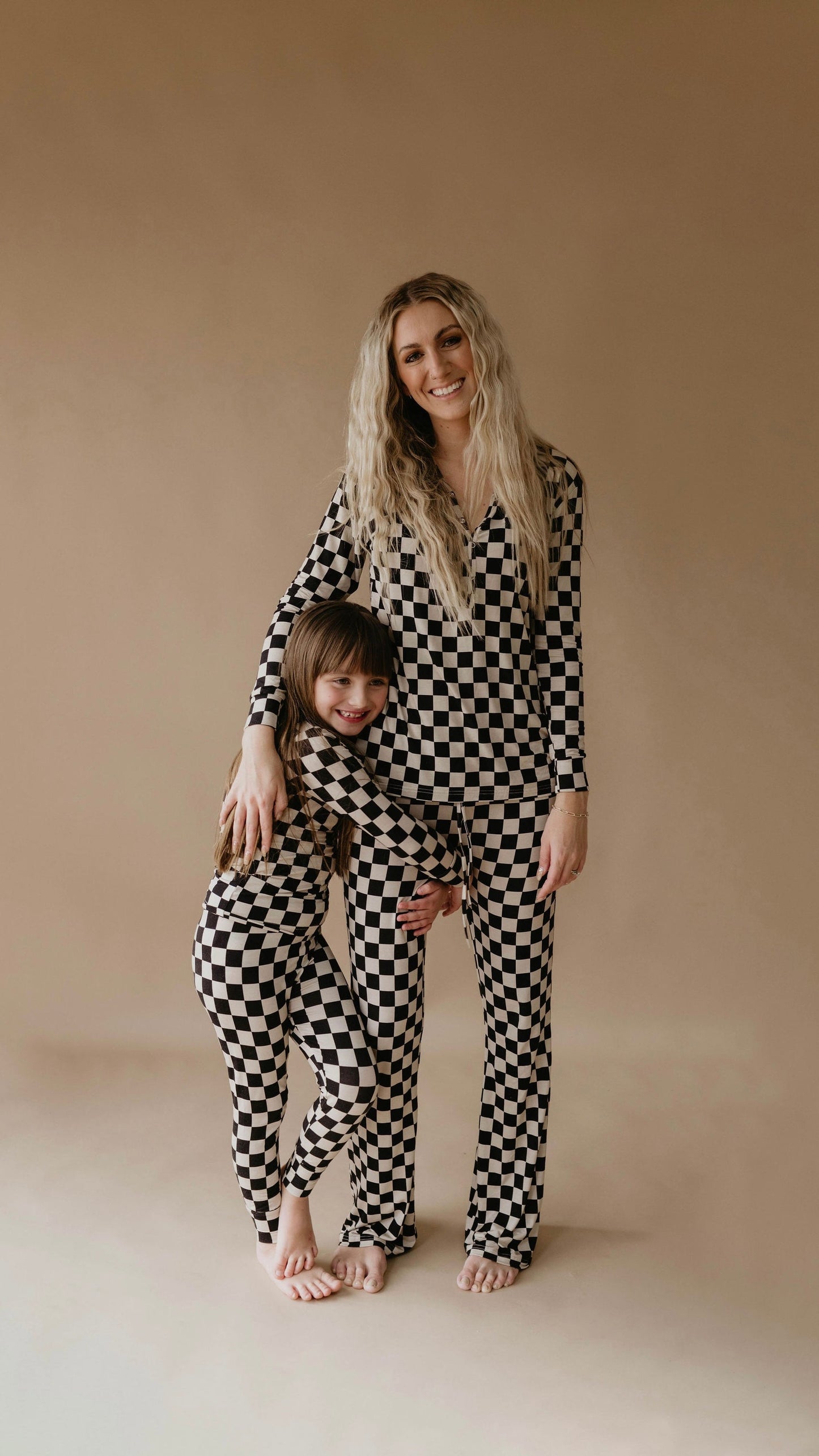 black checkerboard bamboo pajamas // LONG-SLEEVE TWO-PIECE SET (comes in extended sizing)