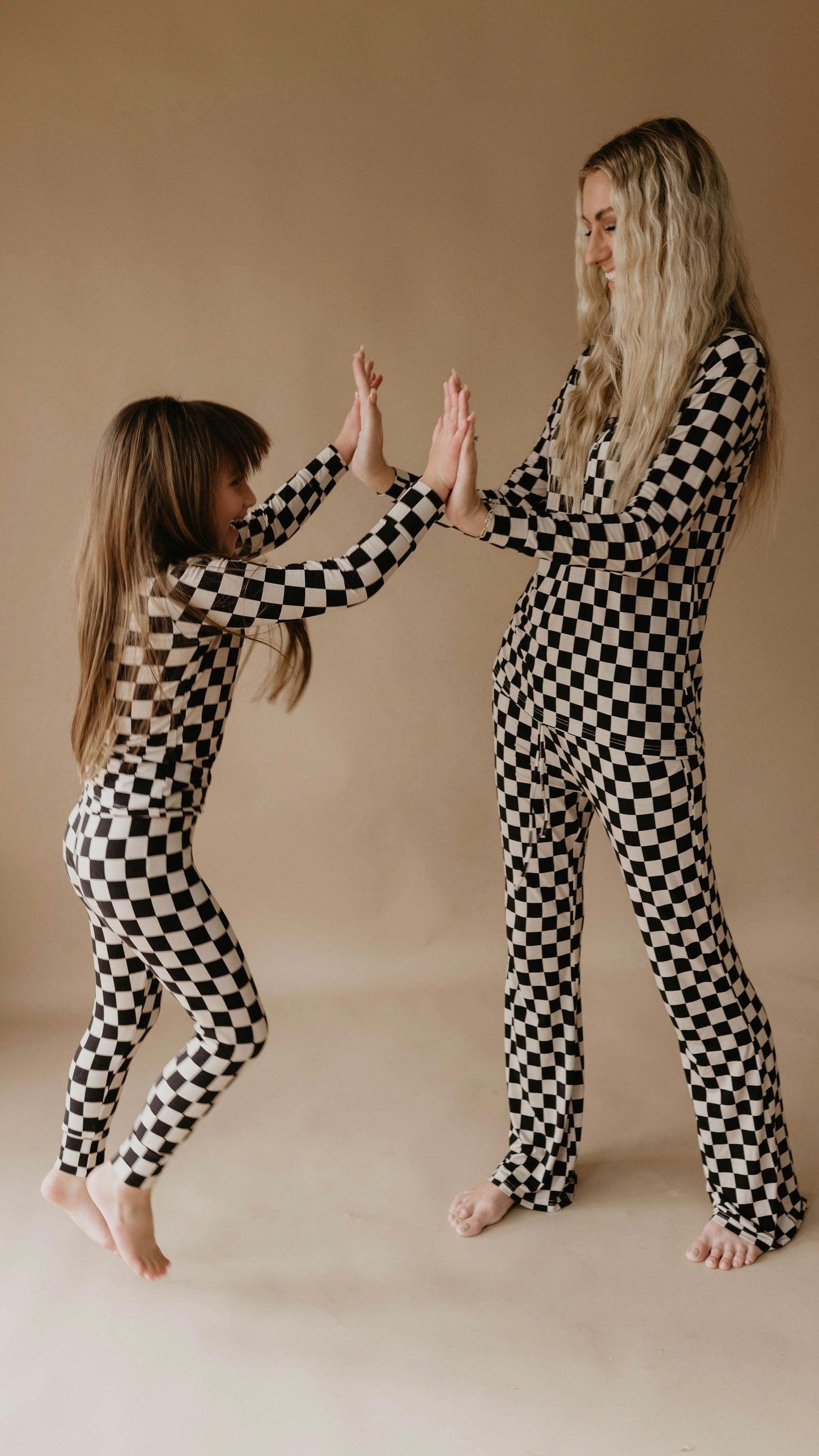 black checkerboard bamboo pajamas // LONG-SLEEVE TWO-PIECE SET (comes in extended sizing)