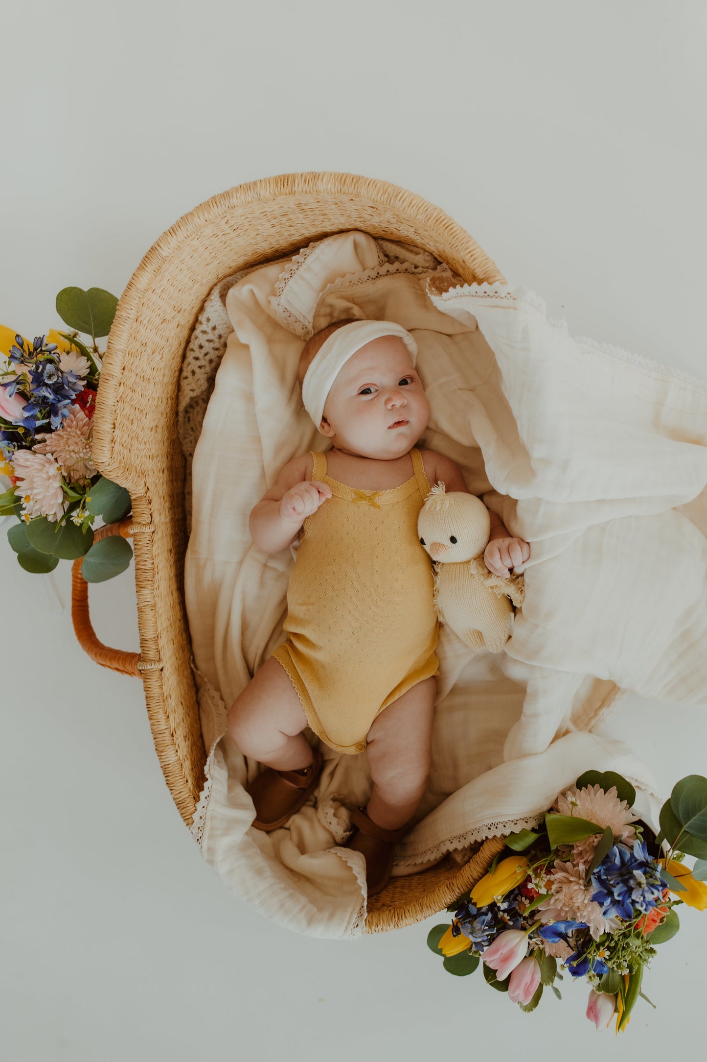 bow pointelle tank bodysuit // yellow