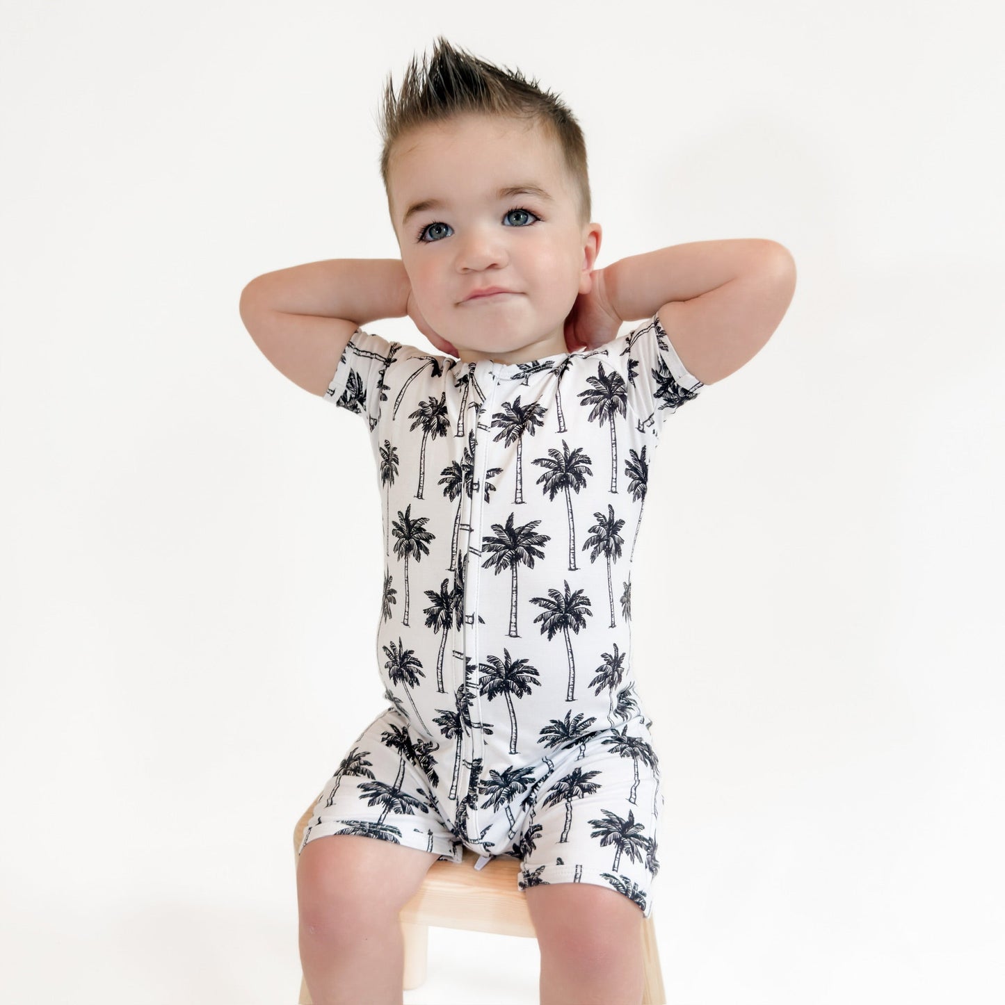 white palm bamboo pajamas // SHORTIE