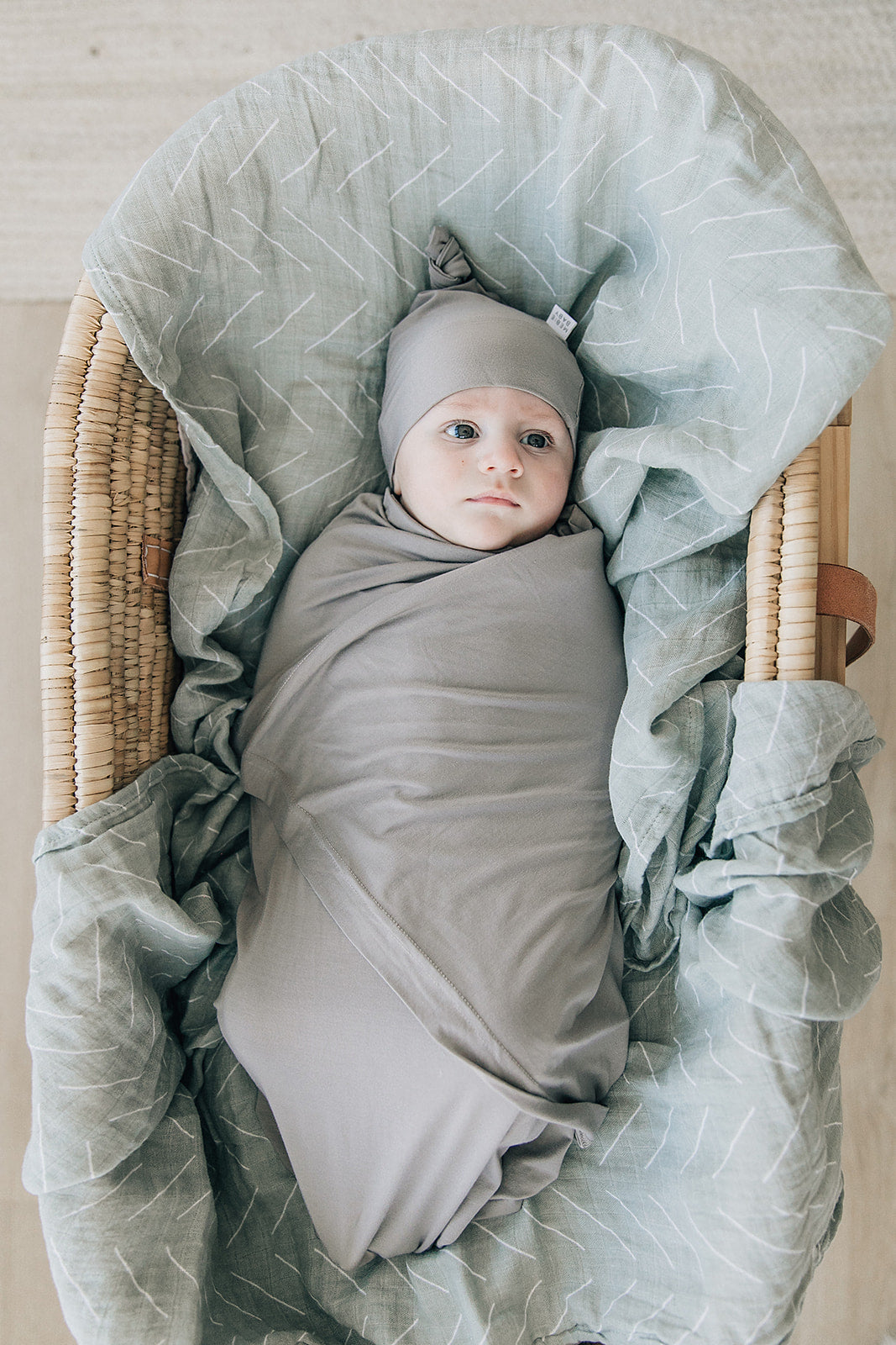 bamboo hat OR head wrap + swaddle set // stone