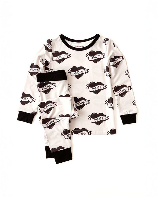 mom tattoo bamboo pajamas // LONG-SLEEVE TWO-PIECE SET (sizing up to 8/9y)