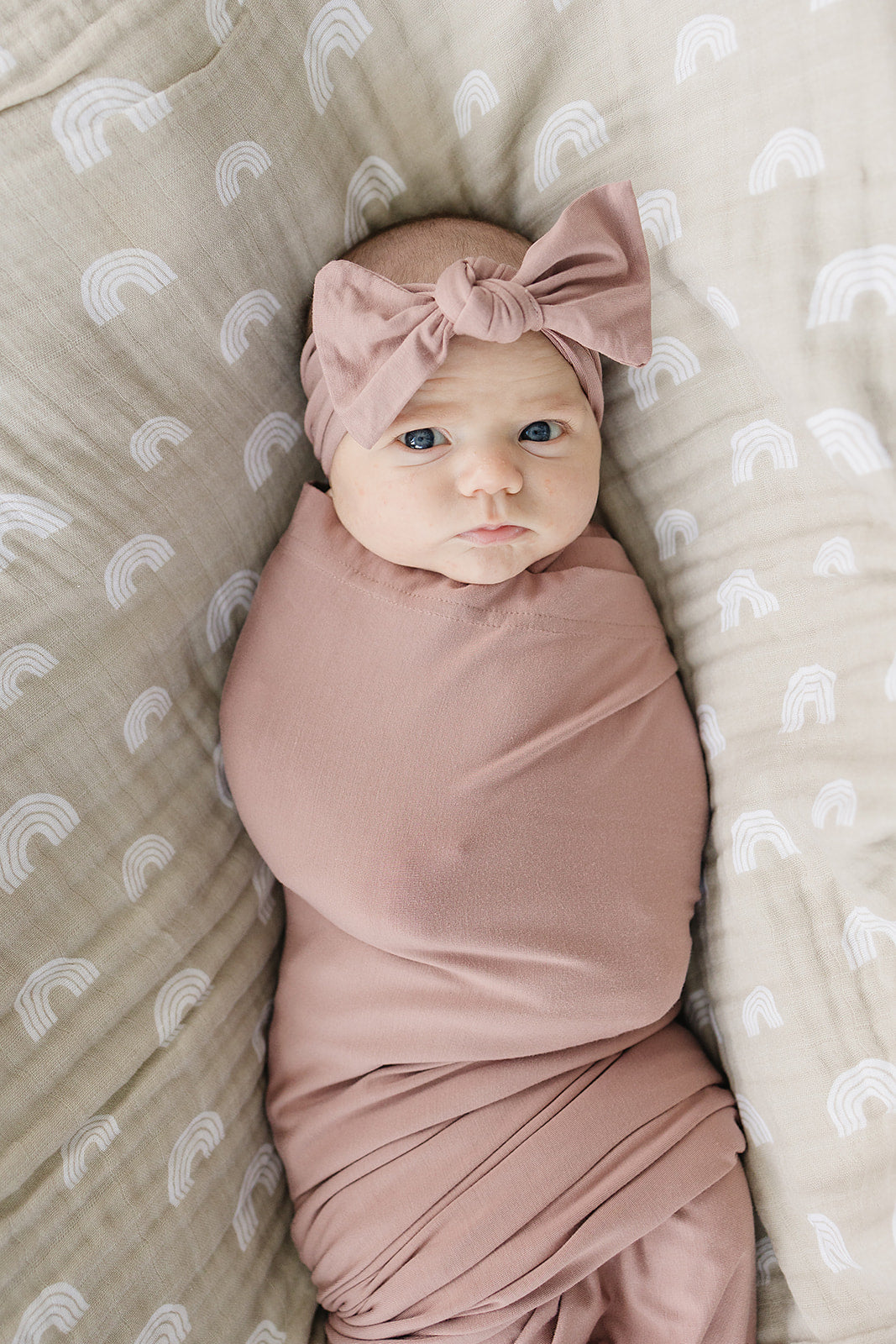 bamboo head wrap + swaddle set // dusty rose