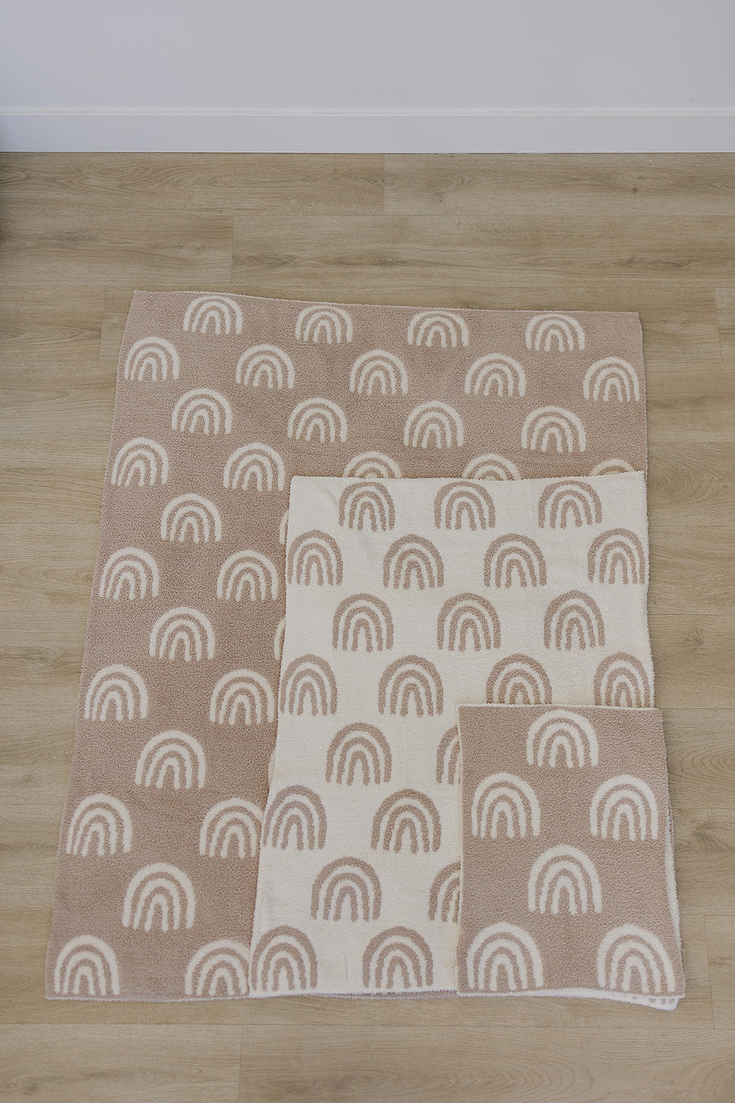 plush blanket // taupe rainbow