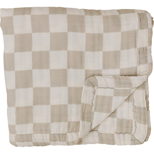 muslin quilt // taupe checkered